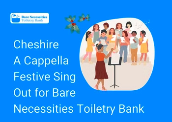 CAC Festive Sing Out poster for Bare Necessities Toiletry Bank with choir illustration and event information.