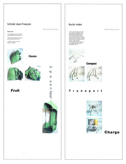Function and Mobility exhibiton-projects: two panels presenting student's creation.